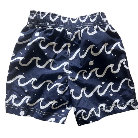 Wippette Boys Navy Blue Wave Swim Trunks |2T - Picture 2 of 4